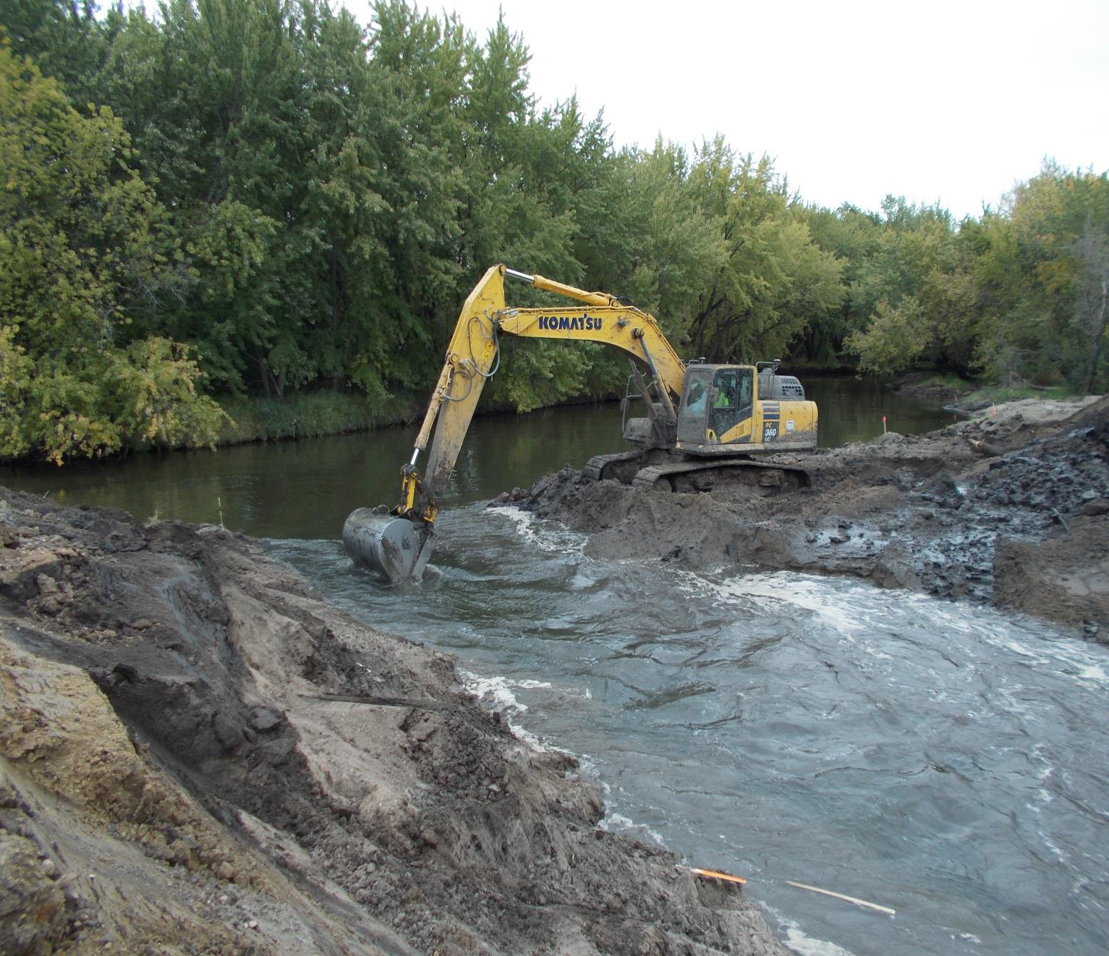 Rock riffles installed for fish passage at Marsh Lake.